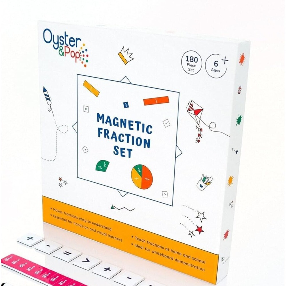 Oyster&Pop Magnetic Fraction Tiles & Circles - 180pcs Rainbow Math Manipulatives